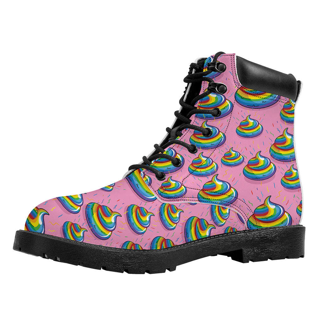 Rainbow Poop Pattern Print Work Boots