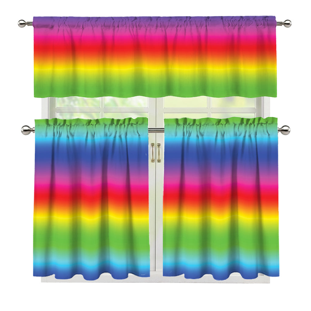 Rainbow Print 3 Piece Kitchen Curtains