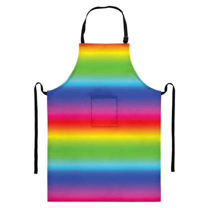 Rainbow Print Bib Apron With Pocket