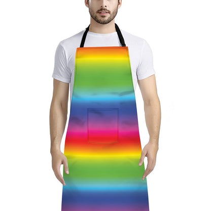 Rainbow Print Bib Apron With Pocket