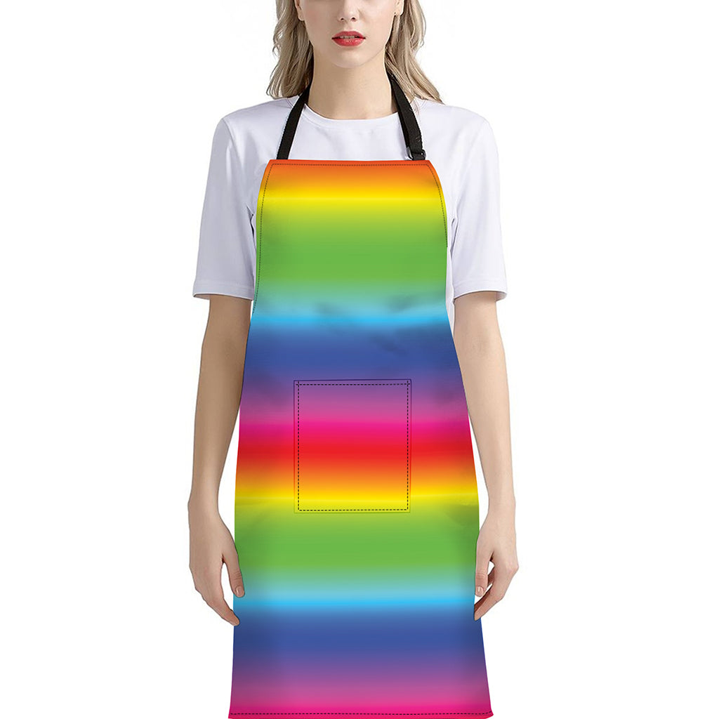 Rainbow Print Bib Apron With Pocket