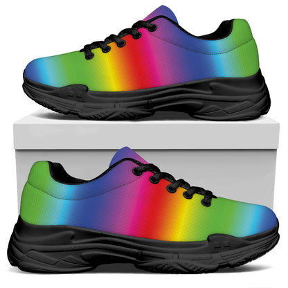 Rainbow Print Black Chunky Shoes