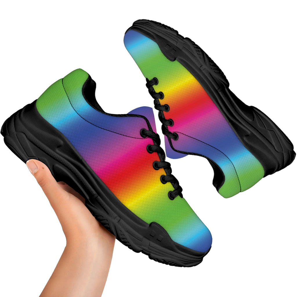 Rainbow Print Black Chunky Shoes