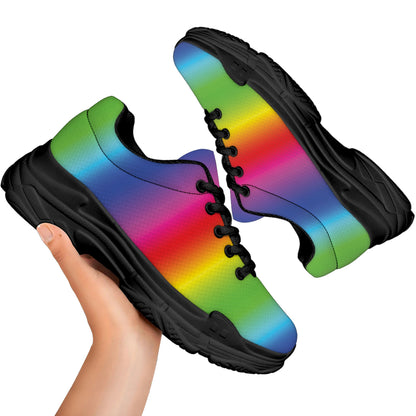 Rainbow Print Black Chunky Shoes