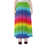 Rainbow Print Chiffon Maxi Skirt