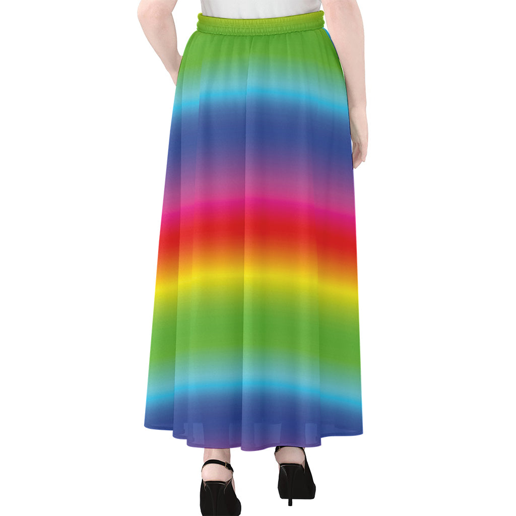 Rainbow Print Chiffon Maxi Skirt
