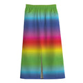 Rainbow Print Cotton Front Slit Maxi Skirt