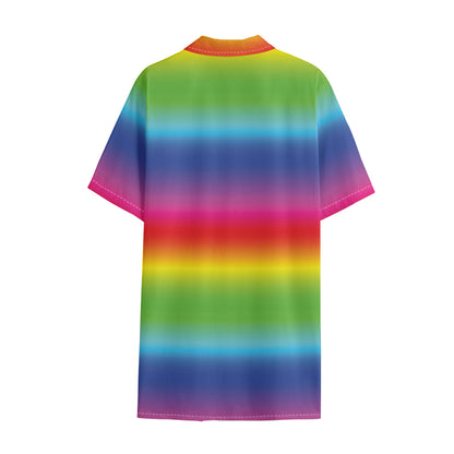 Rainbow Print Cotton Hawaiian Shirt