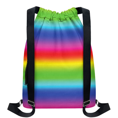 Rainbow Print Drawstring Backpack