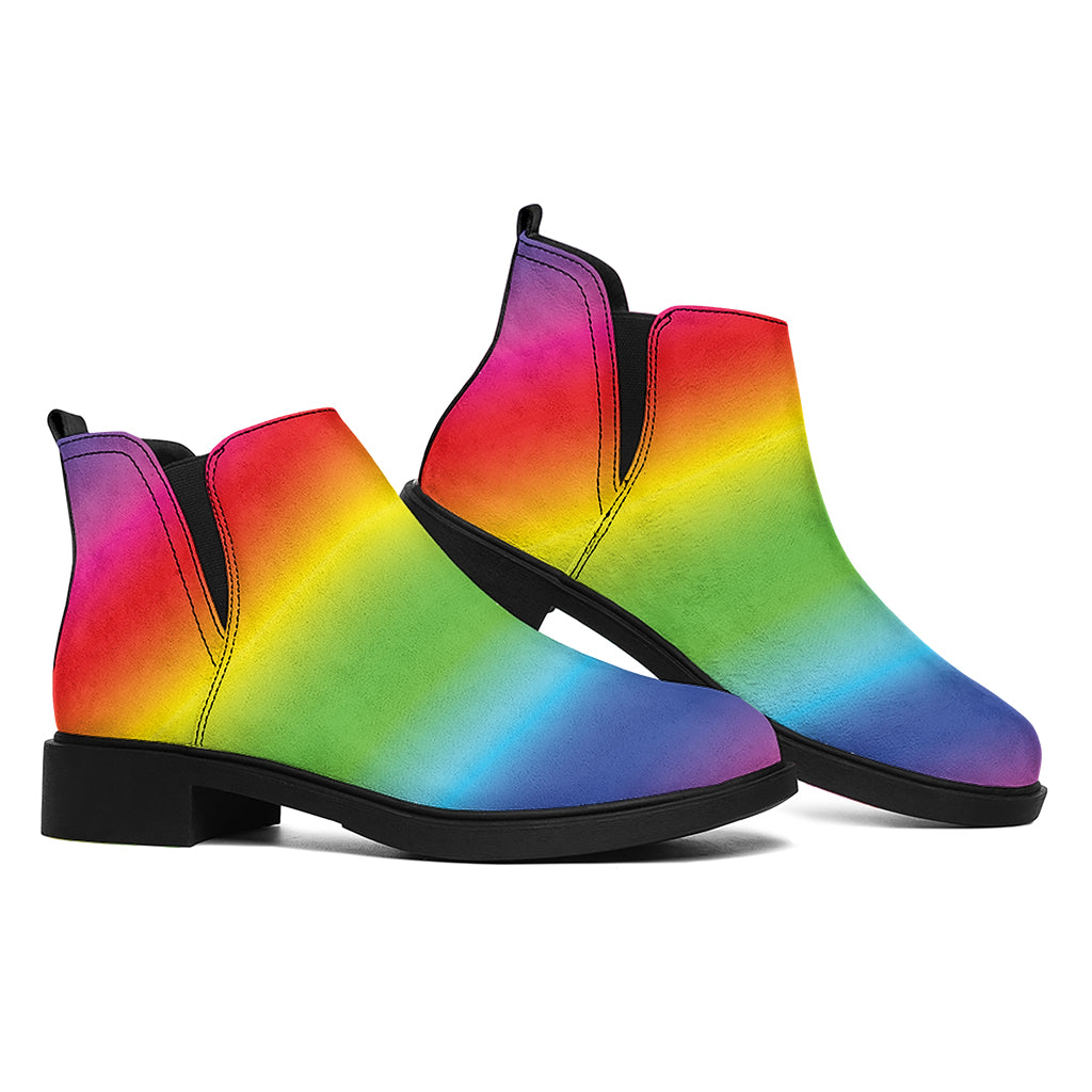 Rainbow Print Flat Ankle Boots