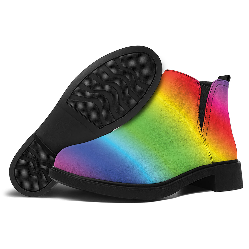 Rainbow Print Flat Ankle Boots