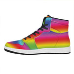 Rainbow Print High Top Leather Sneakers