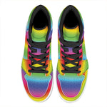 Rainbow Print High Top Leather Sneakers