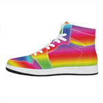 Rainbow Print High Top Leather Sneakers