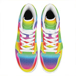 Rainbow Print High Top Leather Sneakers