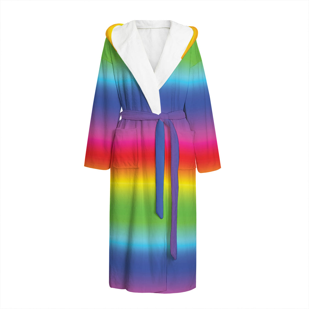 Rainbow Print Hooded Bathrobe