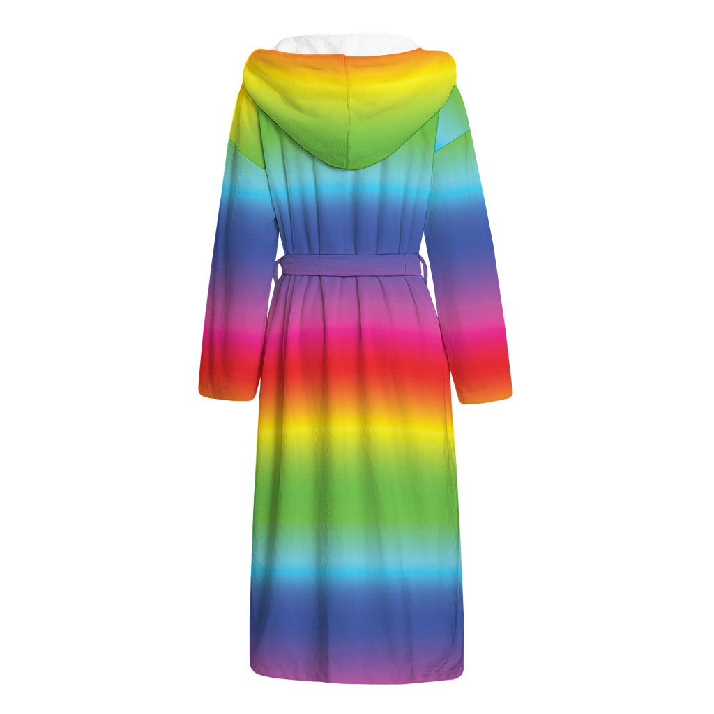 Rainbow Print Hooded Bathrobe