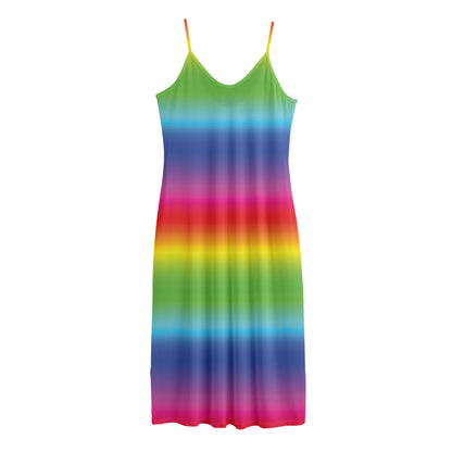 Rainbow Print Jersey Midi Cami Dress