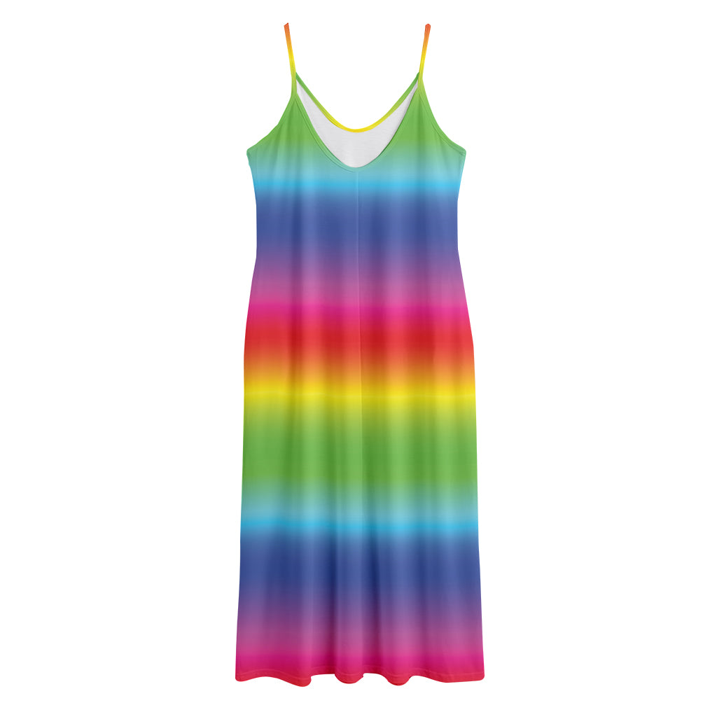 Rainbow Print Jersey Midi Cami Dress