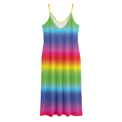 Rainbow Print Jersey Midi Cami Dress