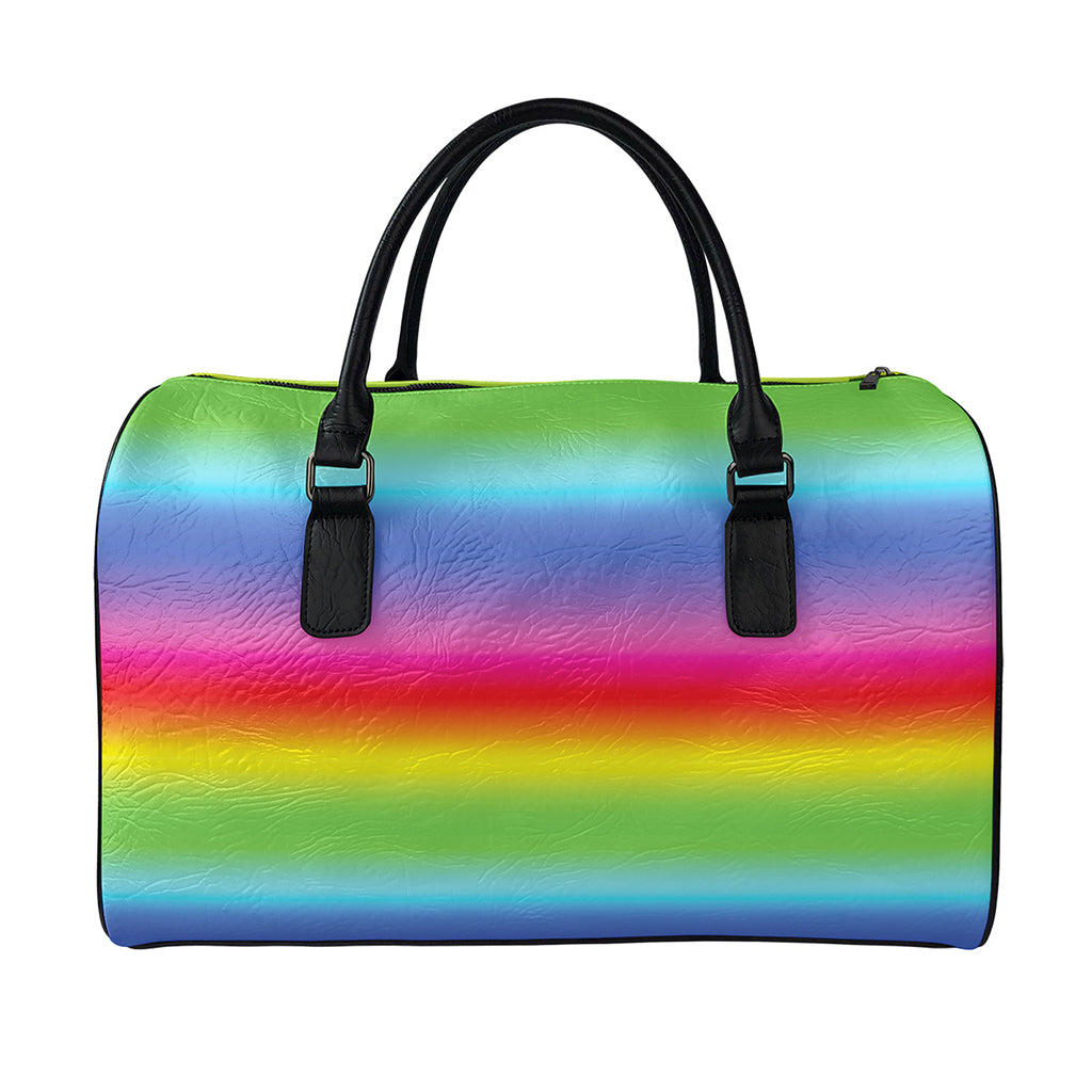Rainbow Print Leather Duffle Bag