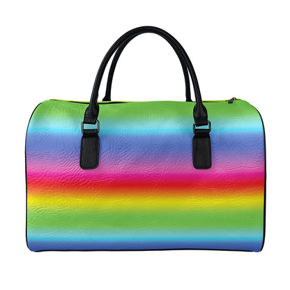 Rainbow Print Leather Duffle Bag