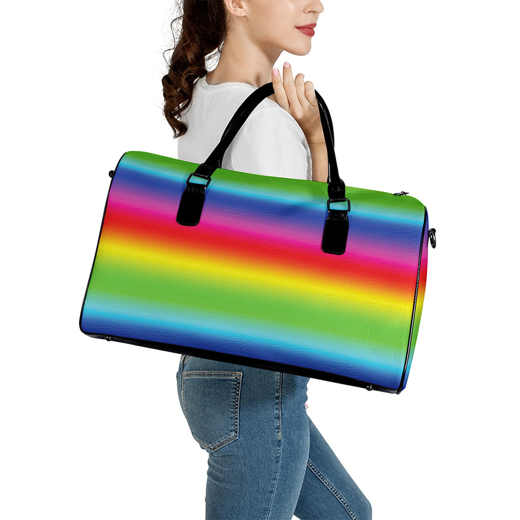 Rainbow Print Leather Duffle Bag