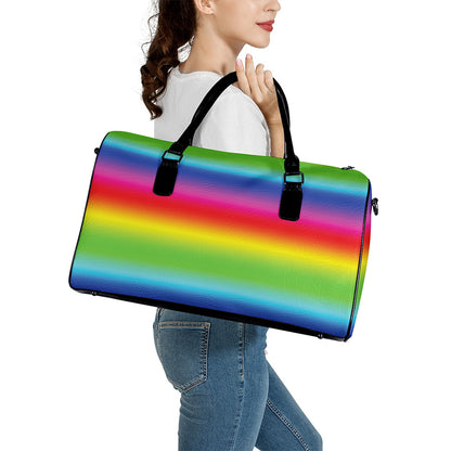 Rainbow Print Leather Duffle Bag