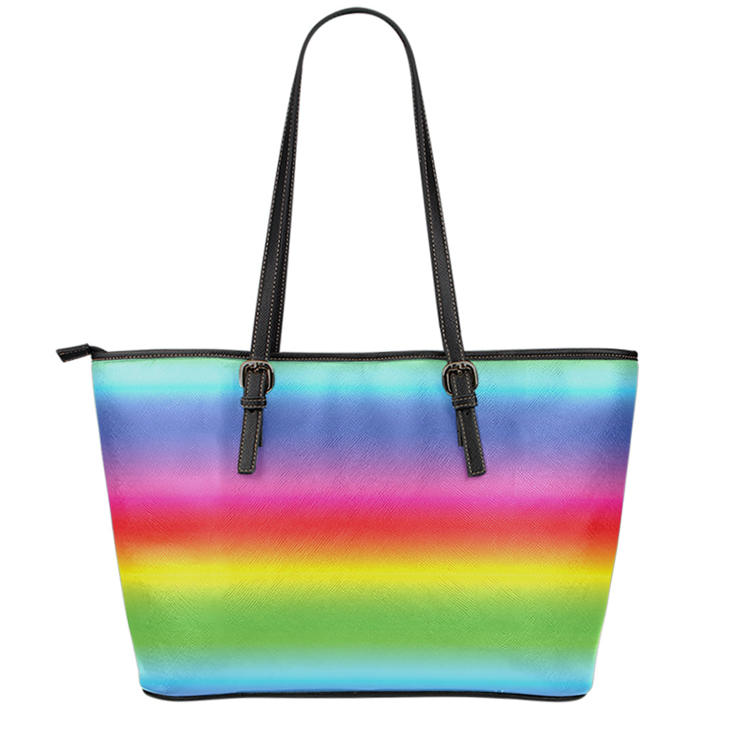 Rainbow Print Leather Tote Bag