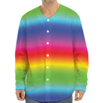 Rainbow Print Long Sleeve Baseball Jersey