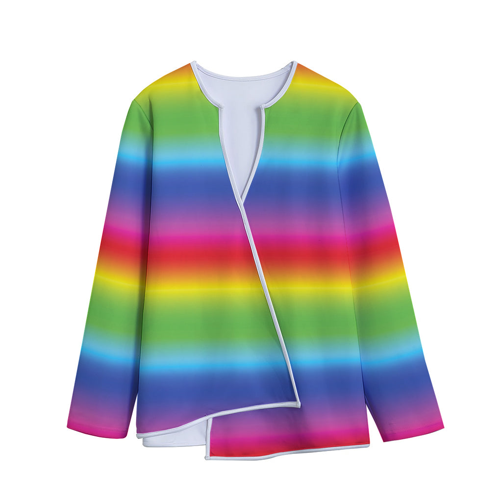Rainbow Print Long Sleeve Short Coat