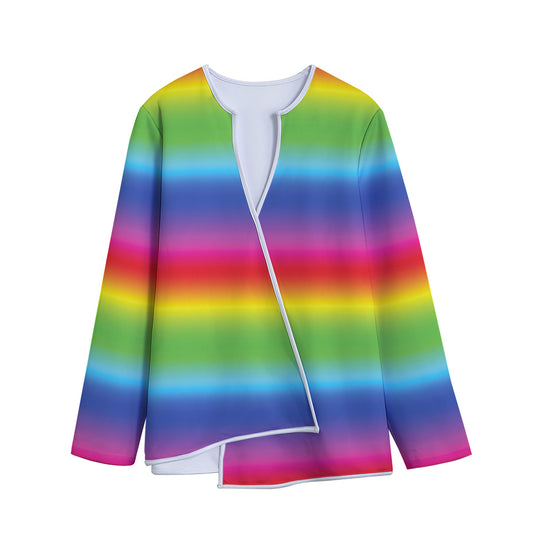 Rainbow Print Long Sleeve Short Coat