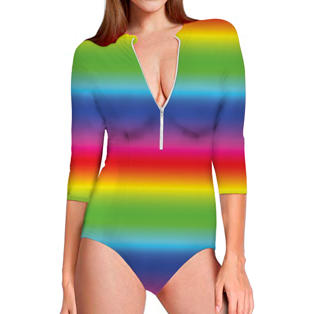 Rainbow Print Long Sleeve Swimsuit