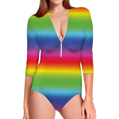 Rainbow Print Long Sleeve Swimsuit