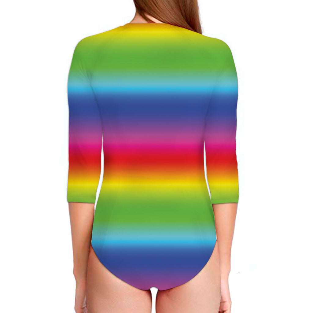 Rainbow Print Long Sleeve Swimsuit
