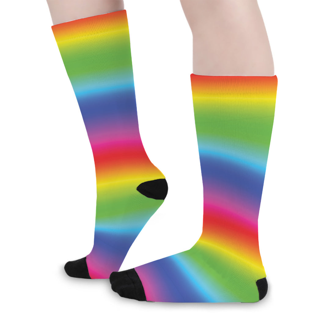 Rainbow Print Long Socks