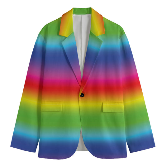 Rainbow Print Men's Cotton Blazer