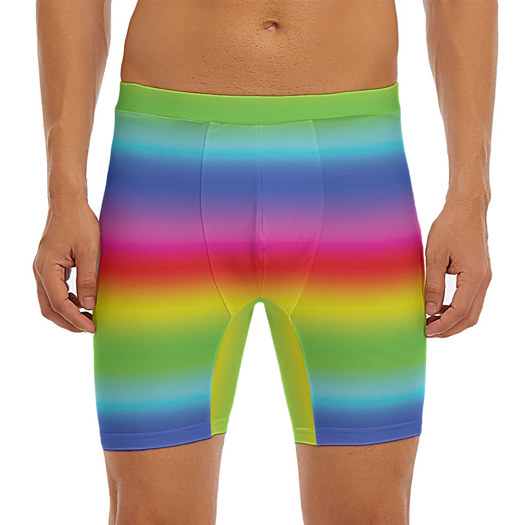 Rainbow Print Men's Long Boxer Briefs