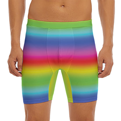 Rainbow Print Men's Long Boxer Briefs
