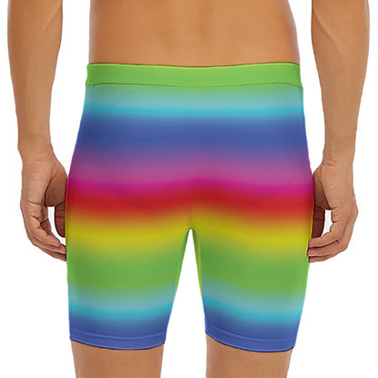 Rainbow Print Men's Long Boxer Briefs