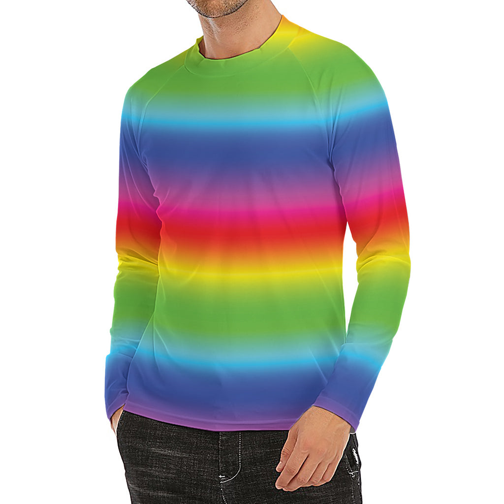Rainbow Print Men's Long Sleeve Rash Guard