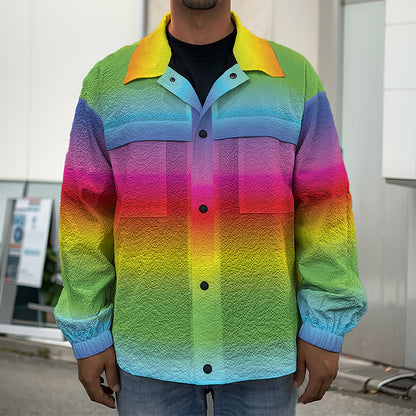Rainbow Print Men's Shirt Jacket