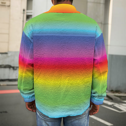 Rainbow Print Men's Shirt Jacket