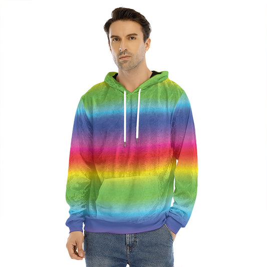 Rainbow Print Men's Velvet Pullover Hoodie