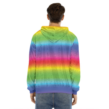 Rainbow Print Men's Velvet Pullover Hoodie