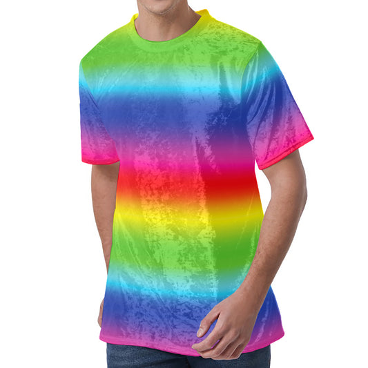 Rainbow Print Men's Velvet T-Shirt