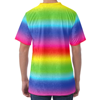 Rainbow Print Men's Velvet T-Shirt
