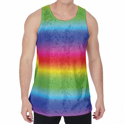 Rainbow Print Men's Velvet Tank Top