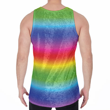 Rainbow Print Men's Velvet Tank Top