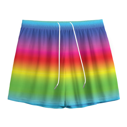 Rainbow Print Mesh Shorts